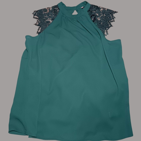 Express Teal Lace Blouse - Picture 1 of 3